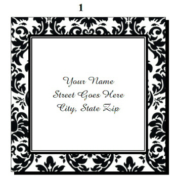 Personalized Wedding Damask Square Return Address Labels 2x2 larger image
